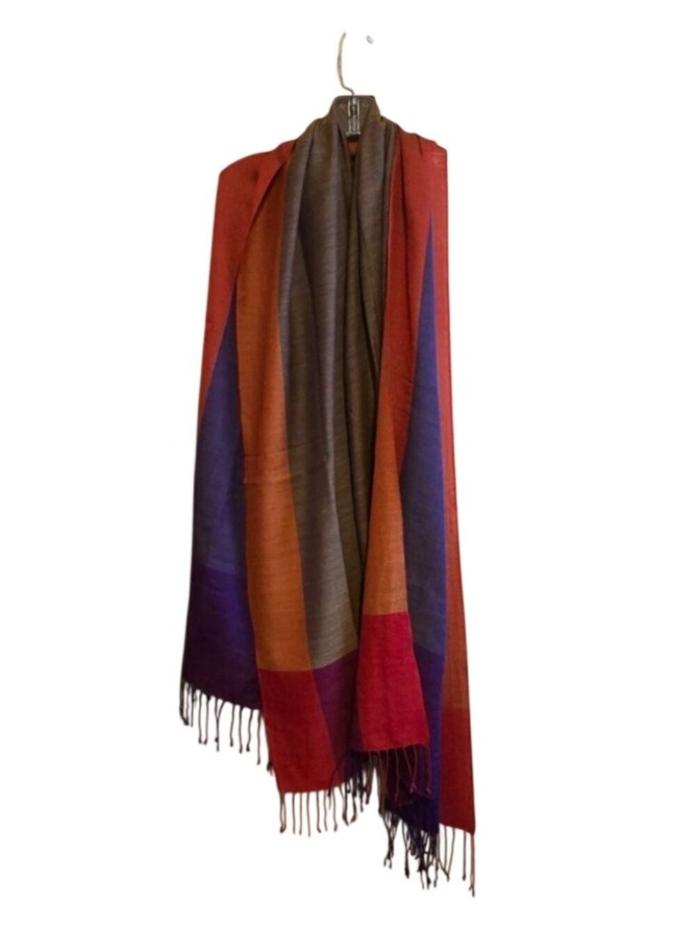 Woven Cashmere & Silk Gradient Wrap Scarf With Fringe